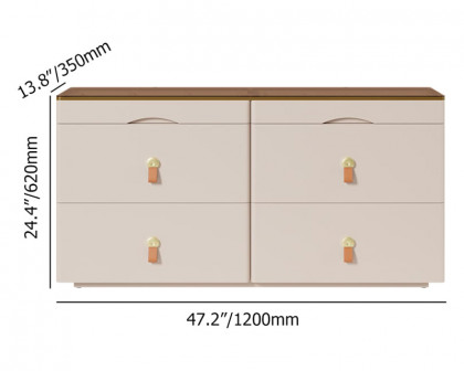 HMR Chanor 47" Glass Top 6-Drawer Dresser - Champagne