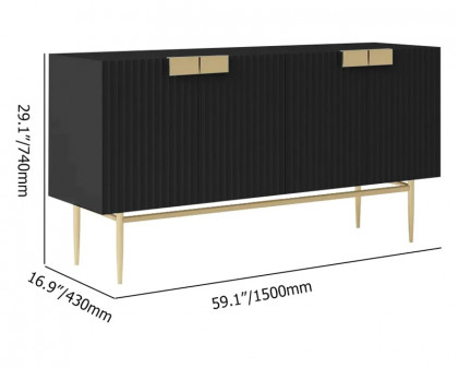 HMR Twixer 59" Sideboard Buffet with Doors and Storage - Black