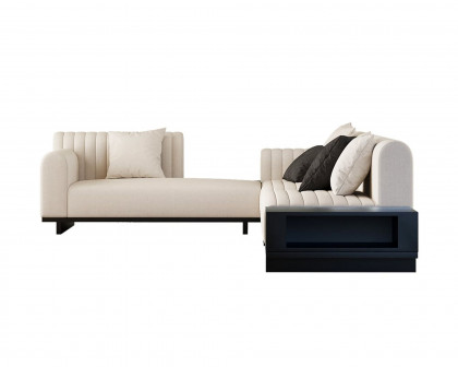 HMR 157" Modern Corner L-Shaped Sectional Sofa with Side Open Storage - Off-White, Linen