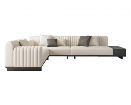 HMR 157" Modern Corner L-Shaped Sectional Sofa with Side Open Storage - Off-White, Linen