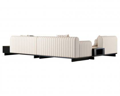 HMR 157" Modern Corner L-Shaped Sectional Sofa with Side Open Storage - Off-White, Linen