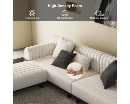 HMR 157" Modern Corner L-Shaped Sectional Sofa with Side Open Storage - Off-White, Linen