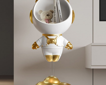 HMR Astronaut Resin Figurine Floating Side Table with Storage - Gold