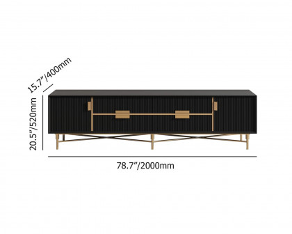 HMR Modern Rectangle TV Stand Media Console for 85" TVs with 4 Drawers & Doors MDF - Black, 78.7"