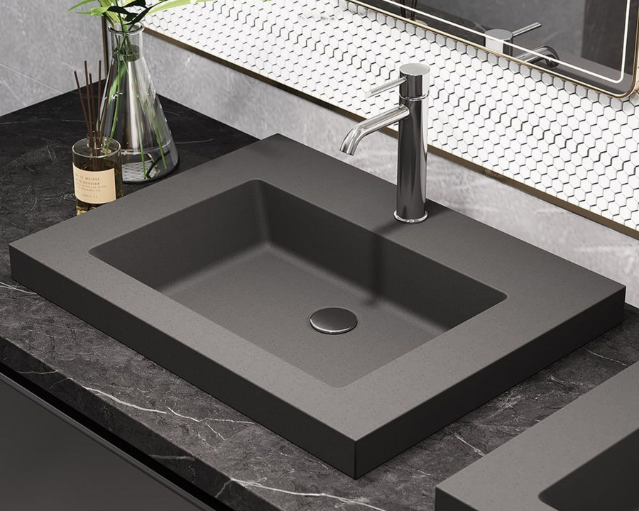 HMR 23"Rectangular Concrete Drop-in Bathroom Sink