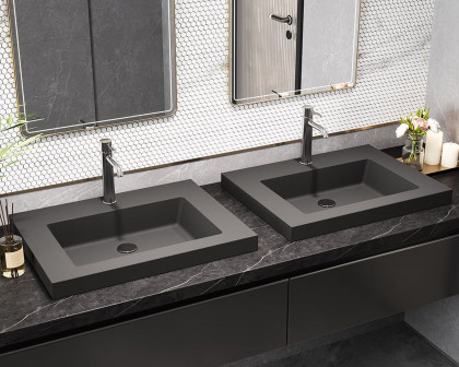 HMR 23"Rectangular Concrete Drop-in Bathroom Sink