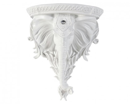 HMR 3D Traditional Resin Elephant Wall Mounted Shelves Floating Art Wall Shelf - White