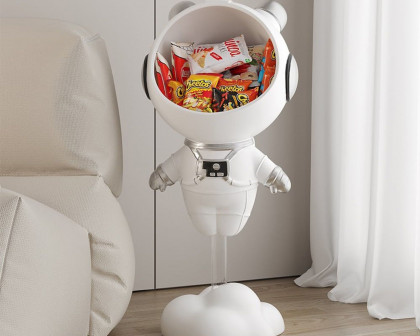 HMR Astronaut Resin Figurine Floating Side Table with Storage - White