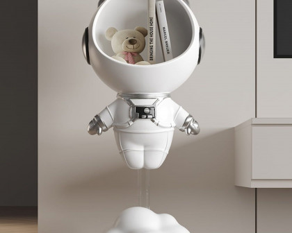 HMR Astronaut Resin Figurine Floating Side Table with Storage - White