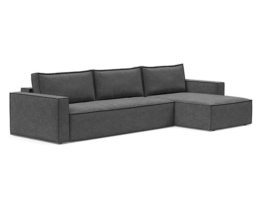 Innovation Living Newilla Sofa Bed With Lounger with Standard Arms - 350 Taura Deep Grey