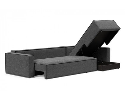 Innovation Living Newilla Sofa Bed With Lounger with Standard Arms - 350 Taura Deep Grey