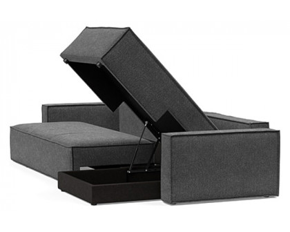 Innovation Living Newilla Sofa Bed With Lounger with Standard Arms - 350 Taura Deep Grey