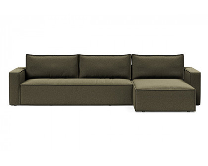 Innovation Living Newilla Sofa Bed With Lounger with Standard Arms - 535 Bouclé Forest Green