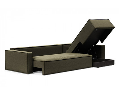 Innovation Living Newilla Sofa Bed With Lounger with Standard Arms - 535 Bouclé Forest Green