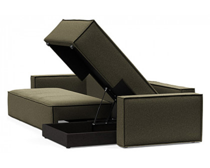 Innovation Living Newilla Sofa Bed With Lounger with Standard Arms - 535 Bouclé Forest Green