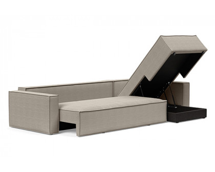 Innovation Living Newilla Sofa Bed With Lounger with Standard Arms - 579 Kenya Gravel