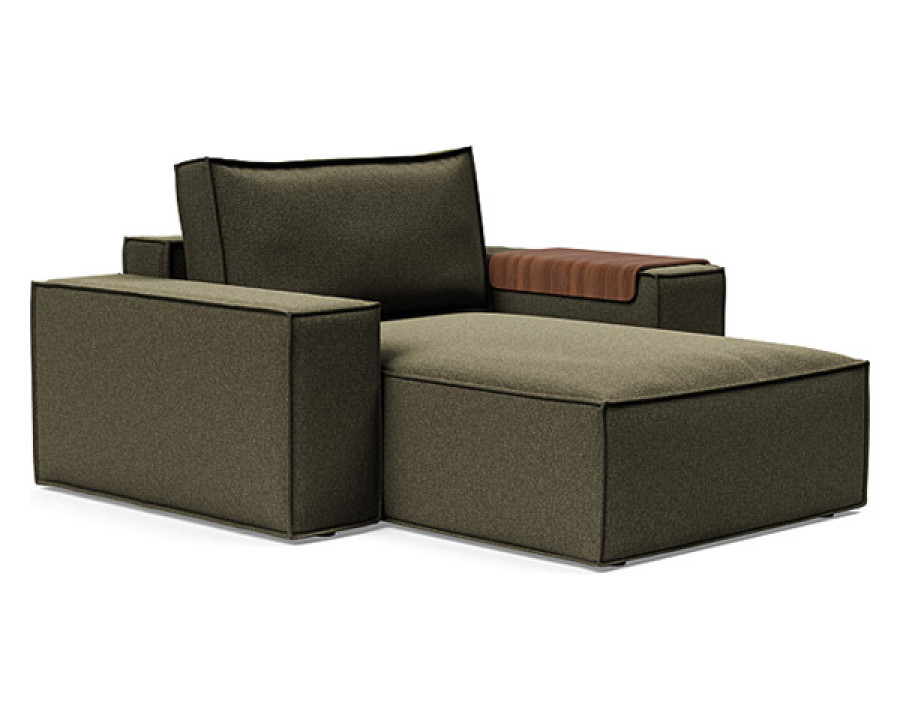 Innovation Living Newilla Lounger Chair with Wide Arms - 535 Bouclé Forest Green