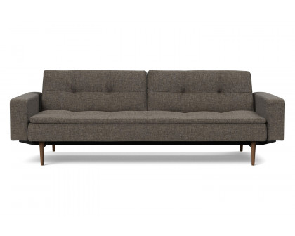 Innovation Living Dublexo Styletto Sofa Bed Dark Wood with Arms - 216 Flashtex Dark Gray