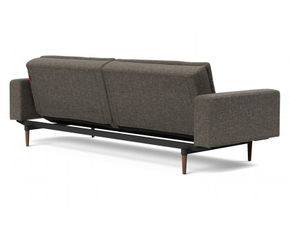 Innovation Living Dublexo Styletto Sofa Bed Dark Wood with Arms - 216 Flashtex Dark Gray