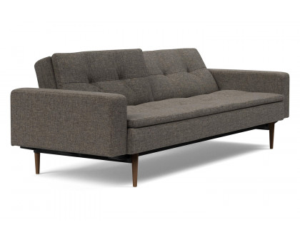 Innovation Living Dublexo Styletto Sofa Bed Dark Wood with Arms - 216 Flashtex Dark Gray