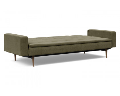 Innovation Living Dublexo Styletto Sofa Bed Dark Wood with Arms - 316 Cordufine Pine Green