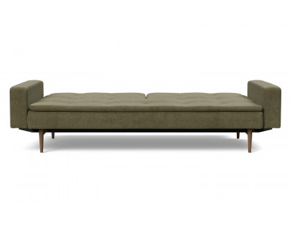 Innovation Living Dublexo Styletto Sofa Bed Dark Wood with Arms - 316 Cordufine Pine Green