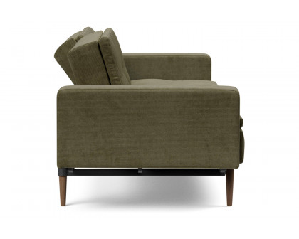 Innovation Living Dublexo Styletto Sofa Bed Dark Wood with Arms - 316 Cordufine Pine Green