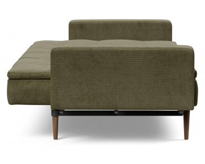 Innovation Living Dublexo Styletto Sofa Bed Dark Wood with Arms - 316 Cordufine Pine Green