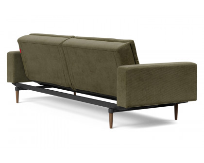 Innovation Living Dublexo Styletto Sofa Bed Dark Wood with Arms - 316 Cordufine Pine Green