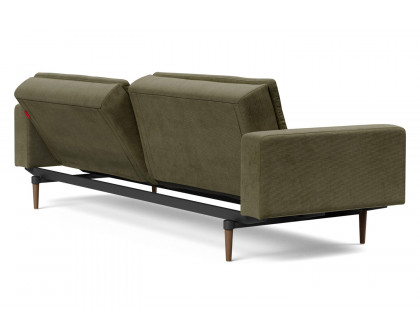 Innovation Living Dublexo Styletto Sofa Bed Dark Wood with Arms - 316 Cordufine Pine Green