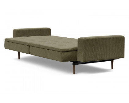 Innovation Living Dublexo Styletto Sofa Bed Dark Wood with Arms - 316 Cordufine Pine Green