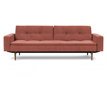 Innovation Living Dublexo Styletto Sofa Bed Dark Wood with Arms - 317 Cordufine Rust