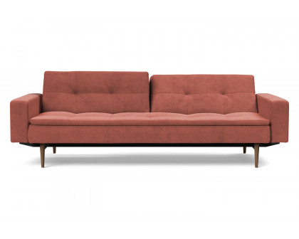 Innovation Living Dublexo Styletto Sofa Bed Dark Wood with Arms - 317 Cordufine Rust