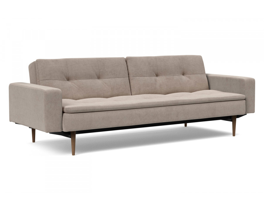 Innovation Living Dublexo Styletto Sofa Bed Dark Wood with Arms - 318 Cordufine Beige