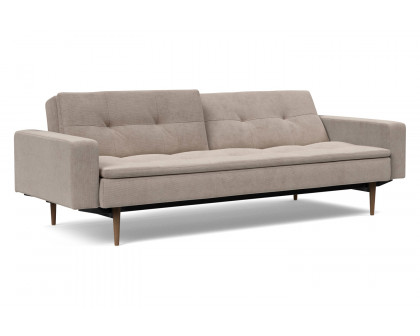 Innovation Living Dublexo Styletto Sofa Bed Dark Wood with Arms - 318 Cordufine Beige