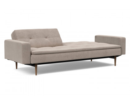 Innovation Living Dublexo Styletto Sofa Bed Dark Wood with Arms - 318 Cordufine Beige