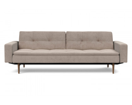 Innovation Living Dublexo Styletto Sofa Bed Dark Wood with Arms - 318 Cordufine Beige