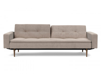 Innovation Living Dublexo Styletto Sofa Bed Dark Wood with Arms - 318 Cordufine Beige