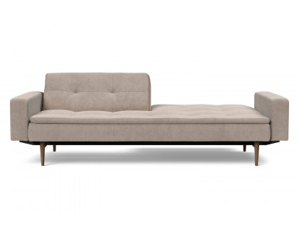 Innovation Living Dublexo Styletto Sofa Bed Dark Wood with Arms - 318 Cordufine Beige