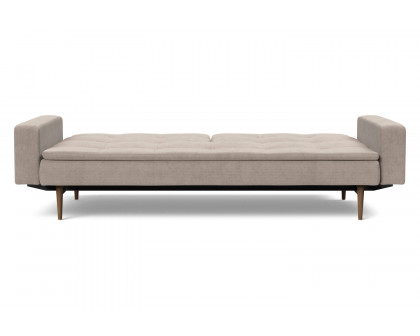 Innovation Living Dublexo Styletto Sofa Bed Dark Wood with Arms - 318 Cordufine Beige