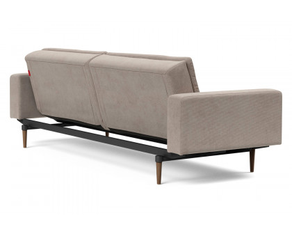 Innovation Living Dublexo Styletto Sofa Bed Dark Wood with Arms - 318 Cordufine Beige