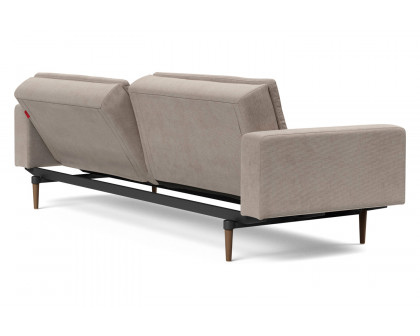 Innovation Living Dublexo Styletto Sofa Bed Dark Wood with Arms - 318 Cordufine Beige