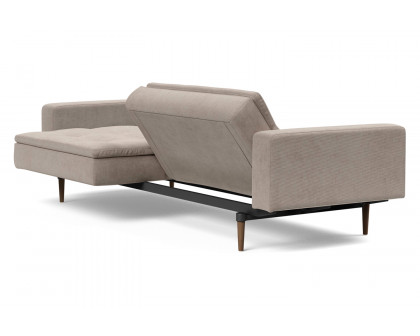 Innovation Living Dublexo Styletto Sofa Bed Dark Wood with Arms - 318 Cordufine Beige