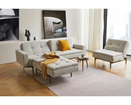 Innovation Living Dublexo Styletto Sofa Bed Dark Wood with Arms - 318 Cordufine Beige