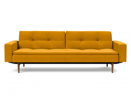 Innovation Living Dublexo Styletto Sofa Bed Dark Wood with Arms - 507 Elegance Burned Curry