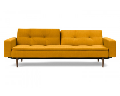 Innovation Living Dublexo Styletto Sofa Bed Dark Wood with Arms - 507 Elegance Burned Curry