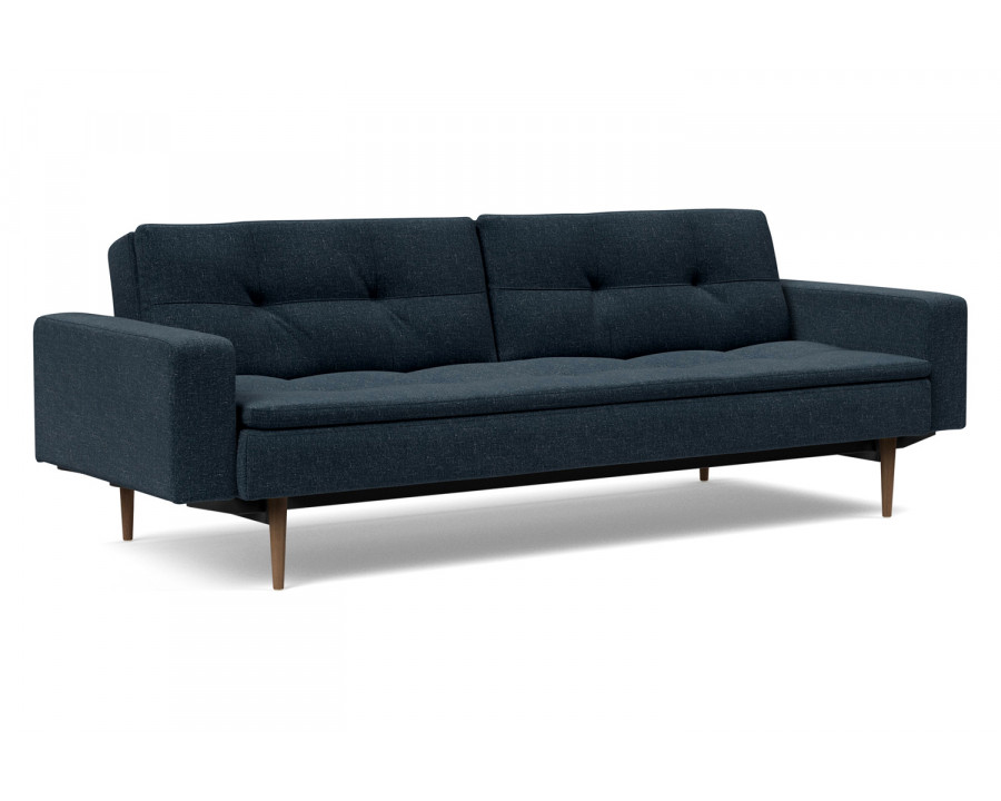 Innovation Living Dublexo Styletto Sofa Bed Dark Wood with Arms - 515 Nist Blue