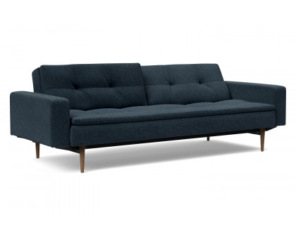 Innovation Living Dublexo Styletto Sofa Bed Dark Wood with Arms - 515 Nist Blue