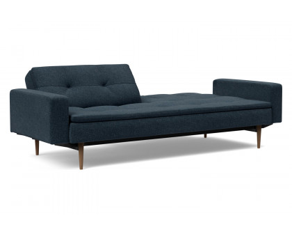 Innovation Living Dublexo Styletto Sofa Bed Dark Wood with Arms - 515 Nist Blue