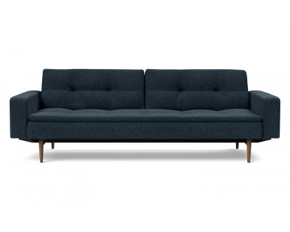 Innovation Living Dublexo Styletto Sofa Bed Dark Wood with Arms - 515 Nist Blue